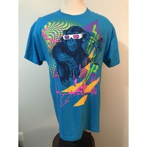 Jerzees 90's Fashion Music Money Blue Short Sleeve Size XL Graphic Color